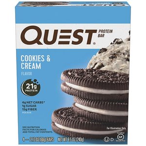 lot 77044 image: COOKIES & CREAM PROTEIN BAR, COOKIES & CREAM, QTY 4CT