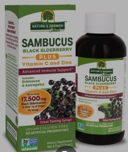 lot 77045 image: Natures Answer Select Sambucus Black Elderberry Plus Vitamin C and Zinc Syrup, 8fl oz Bottle