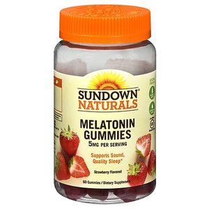lot 77048 image: Sundown Melatonin Dietary Supplement Sleep Support 5 mg Strawberry Flavored Gummies 60 Ct