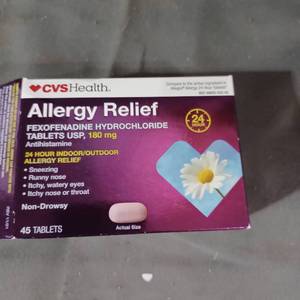 lot 77085 image: 2x CVS ALLERGY RELIEF INDOOROUTDOOR 45 Tablets Ea 180mg