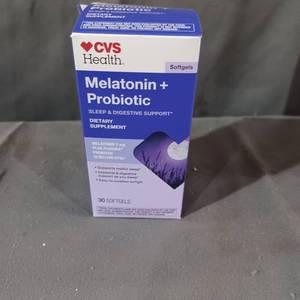 lot 77089 image: Melatonin  Probiotic SLEEP & DIGESTIVE SUPPORT DIETARY SUPPLEMENT MELATONIN 3 mg PLUS PODURA PROBIOTIC YO BILLION CFUN Supports restful sleep intestinal & digestive support as you sleep Easy-to-swallow softgel 30 SOFTGELS