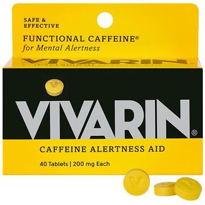 lot 77091 image: Vivarin Caffeine Pills 200mg Caffeine per Dose Safely and Effectively Helps You Stay Awake No Sugar Calories or Hidden Ingredients Energy Supplement 40 Tablets