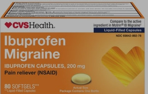 lot 77093 image: CVS Health Ibuprofen Migraine Softgels, 200 mg, 80 Count