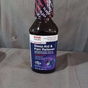 lot 77096 image: CVS HEALTH NIGHTTIME SLEEP AID & PAIN RELIEVER ACETAMINOPHEN 1000MG, DIPHENHYDRAMINE HCI 50MG, 12FL oz