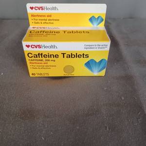 lot 77107 image: CVS HEALTH CAFFEINE TABLETS , 200MG, 40TAB CT