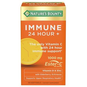 lot 77110 image: Nature s Bounty Immune 24 Vitamin C D & Zinc for Immune Support 1000 mg Softgels 50 Count
