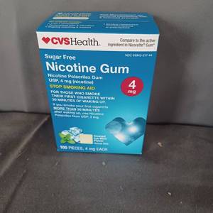 lot 77135 image: 2 Cvs Health Sugar Free Nicotine Gum 4 Mg 100 Count Each Coated Ice Mint Bb 2020