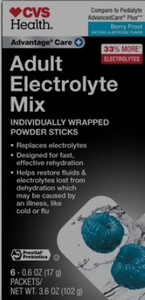 lot 77159 image: CVS Health Advantage Care Adult Electrolyte Mix Individually Wrapped Powder Sticks, 6 CT