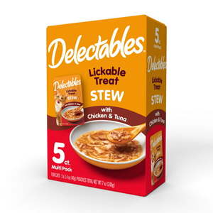 lot 77176 image: Hartz Delectables Stew Lickable Wet Cat Treats Chicken & Tuna 5 Pack