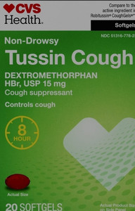 lot 77189 image: CVS Health Non Drowsy Tussin Cough Suppressant Relief, 20 CT