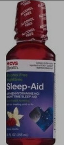 lot 77199 image: CVS Health Nighttime Sleep Aid Syrup Cherry Vanilla (12 oz)
