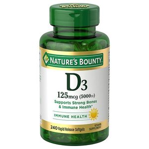 lot 77203 image: Nature��s Bounty Vitamin D3 Softgels 125 mcg (5000 IU) 240 Count