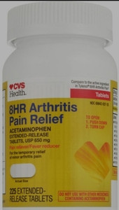 lot 77220 image: CVS Health, 8HR Arthritis Pain Relief Acetaminophen, 650mg Caplets, 225 Count