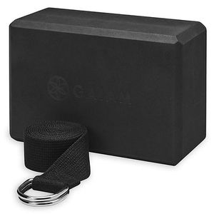 lot 77229 image: Gaiam Yoga Strap and Block Combo Black