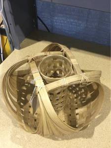 lot 5991 image: 13in Handwoven Bamboo Candle holder