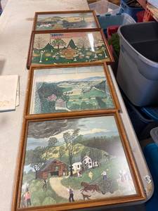 lot 64334 image: Framed Grandma Moses prints, great condition QTY 4