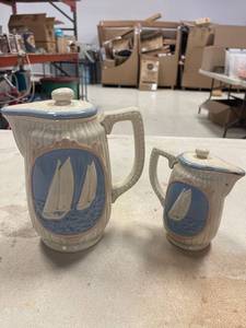 lot 64433 image: vintage ceramic teapot and creamer