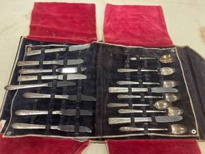 lot 64449 image: assorted mix stainless steel silverware, with case. 35 pieces