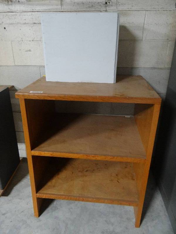 lot 176 image: Wood stand & shelf unit.