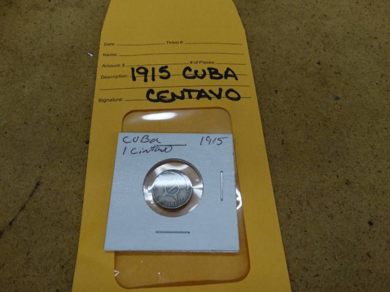 lot 688 image: 1915 Cuba centavo coin.