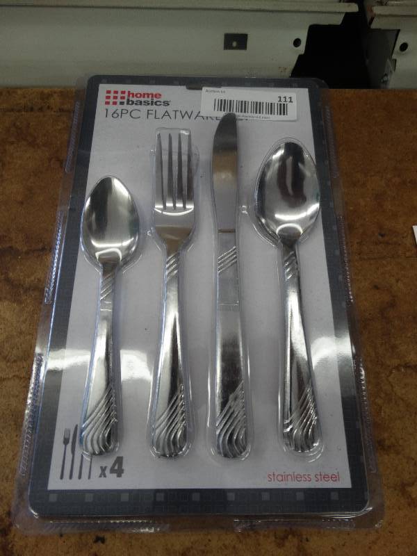 lot 111 image: 16 Pcs Flatware Set. (New in Package Never been Open.)