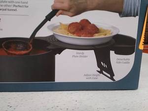 lot 11827 image: Retail - $27.54 Set N Serve Adjustable Plate Holder w Side Caddy
