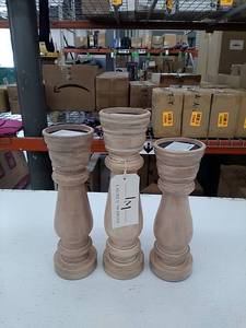 lot 11938 image: Lauren McBride Set of 3 Wood Pillars