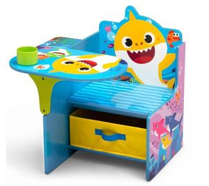 lot 11986 image: Retail - $49.99 Delta Children Baby Shark Chair Desk with Storage, Model FJ21362