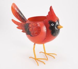lot 12033 image: Retail - $48.50 Plow & Hearth Standing Oversized Metal Bird Planter. DAMAGED(SEE PHOTOS)
