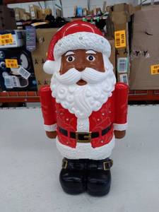 lot 12042 image: Retail - $50.00 Plow & Hearth IndoorOutdoor 18 Lit Holiday Black Santa