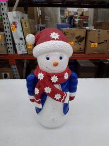 lot 12113 image: Retail - $50.00 Plow & Hearth IndoorOutdoor 18 Lit Holiday Illuminated Shorty Statue