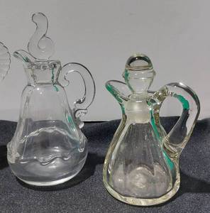 lot 38344 image: Cut Crystal Vintage Glass CarafeClear Glass Cruets With Stoppers
