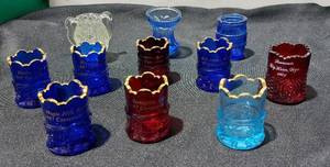 lot 38345 image: Souvenir Cut Glass Toothpick Holders