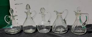 lot 38354 image: Cut Crystal Vintage Glass CarafeClear Glass Cruets With Stoppers