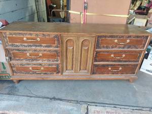 lot 38391 image: Chest wDrawers and a Door that opens to more Drawers. Solid but needs some tlc