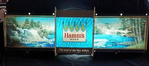 lot 38048 image: Vintage Hamms 65 Beer Panoramic Rippler Lighted Waterfall Lake Picturesque Sign