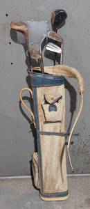 lot 38055 image: Vintage Golf Clubs & Bag