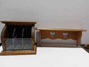 lot 38267 image: 2 Wood Racks or Displays. 1 wtrain track on top for display