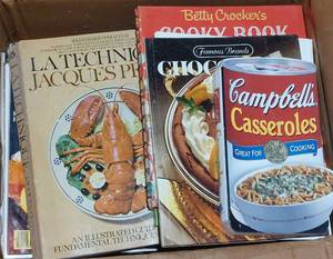 lot 38289 image: Box of Cookbooks, new, old, cookies, Campbells, magazines, Betty Crocker, lot & lots more
