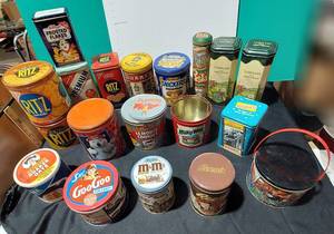 lot 38293 image: Some vintage, some newer advertising tins