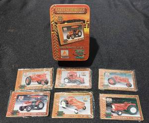 lot 38297 image: AGCO Harvest Heritage Metal Collector Cards Six Card Set 50th Anniversary Commemorative Series