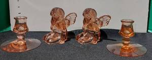 lot 38308 image: Amber Glass Candle Holders