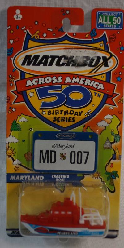 lot 8089 image: MATCHBOX - Across America - 50th Birthday Series MARYLAND - CRABBING BOAT - NEW IN PACKAGE