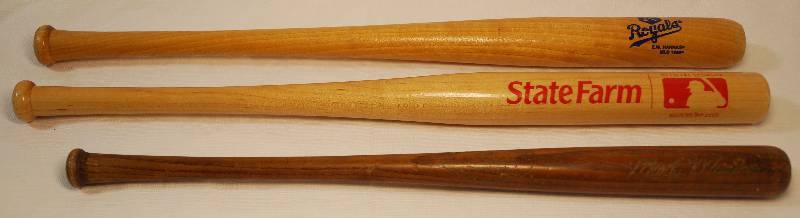 lot 8116 image: Lot of 3 Miniature Wooden Bats - KC Royals - VERY COOL - Louisville Slugger MLB Licensed, State Farm - must see