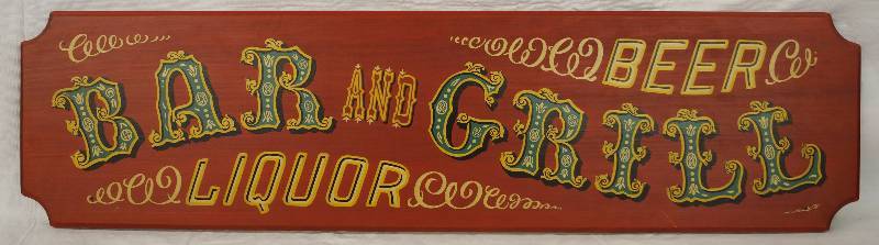 lot 8040 image: BAR and GRILL wooden sign - Very cool 36 wide