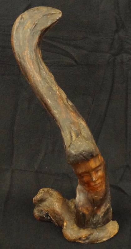 lot 8163 image: Unique Driftwood Face Carving Art Piece
