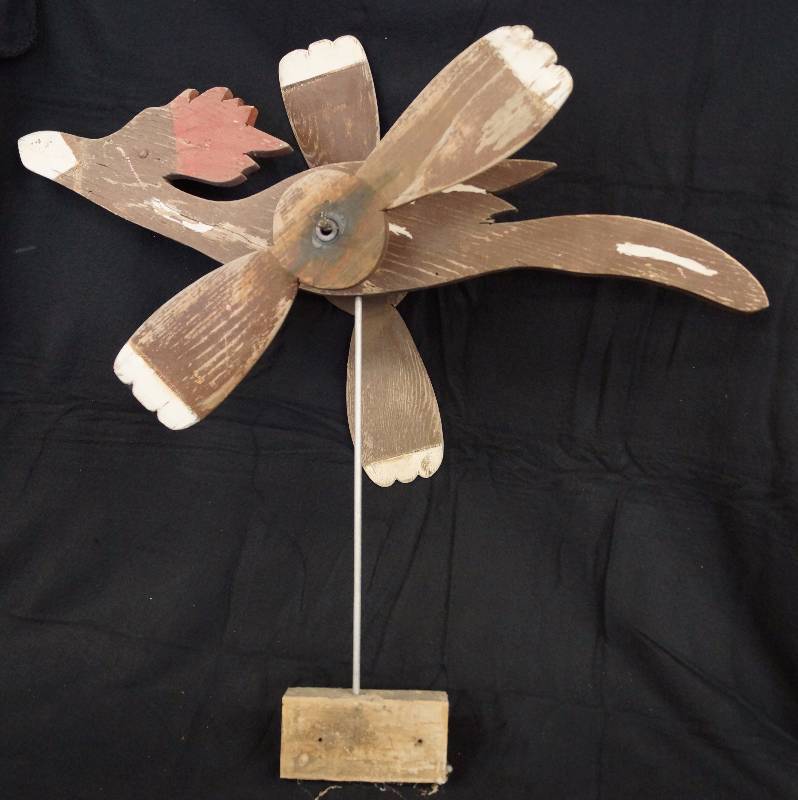 lot 8177 image: Vintage - Roadrunner windmill  weathervane - fence mount - works - nice shape