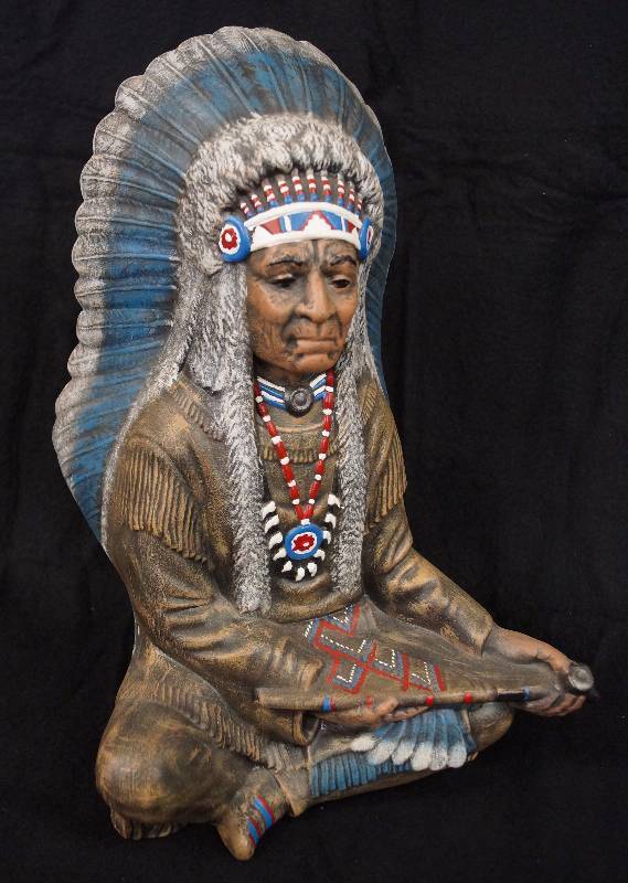 lot 8178 image: Ceramic Hand Painted Indian - 1983 Signed - Byron - Hand Painted - Collectors Piece
