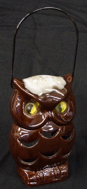 lot 8185 image: CUTE Ceramic OWL Hanging Candle Holder - INARCO JAPAN - Vintage