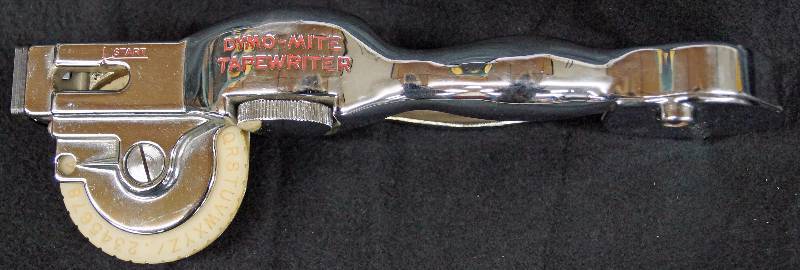 lot 8191 image: Vintage Chrome Metal DYMO-MITE TAPEWRITER Label Maker Embosser Tape Writer  - Nice & Heavy